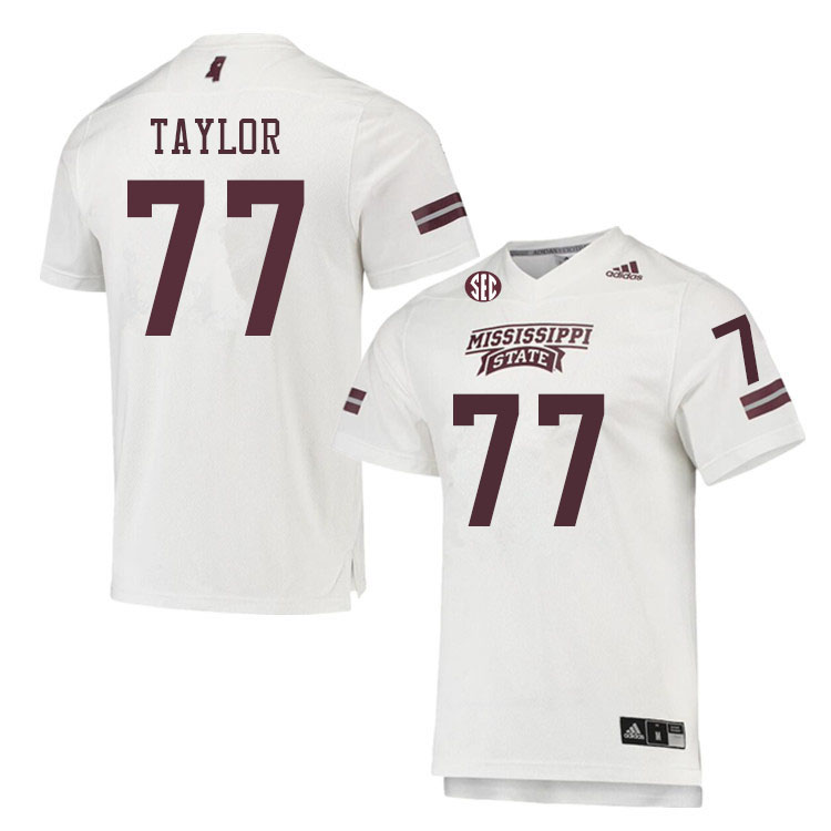 Men #77 Lucas Taylor Mississippi State Bulldogs College Football Jerseys Sale-White